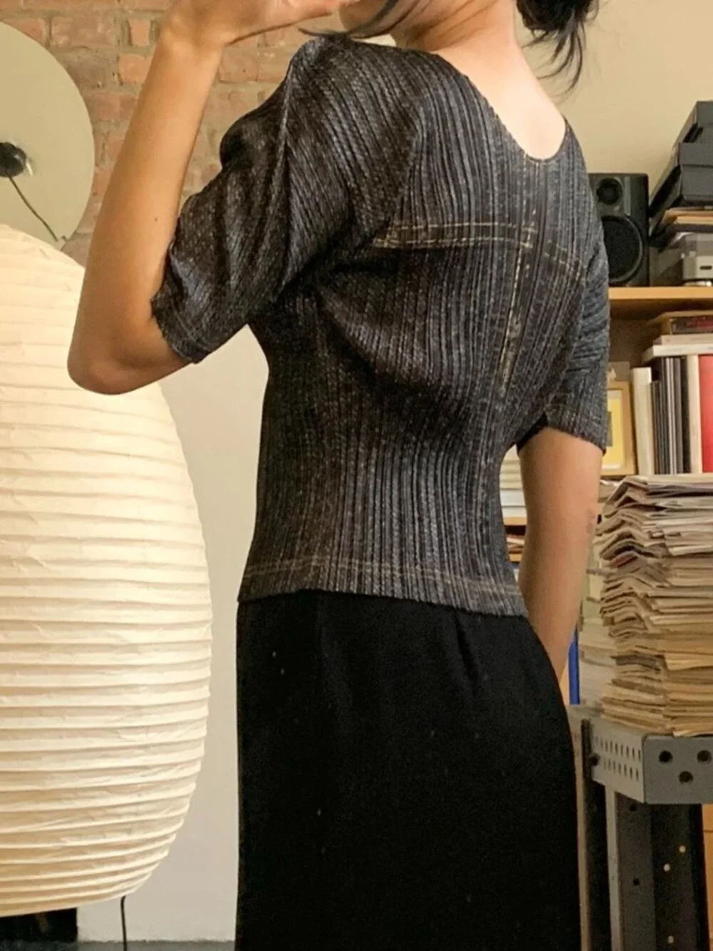 Issey Miyake Pleats Please Denim Top Dark Charcoal JP3